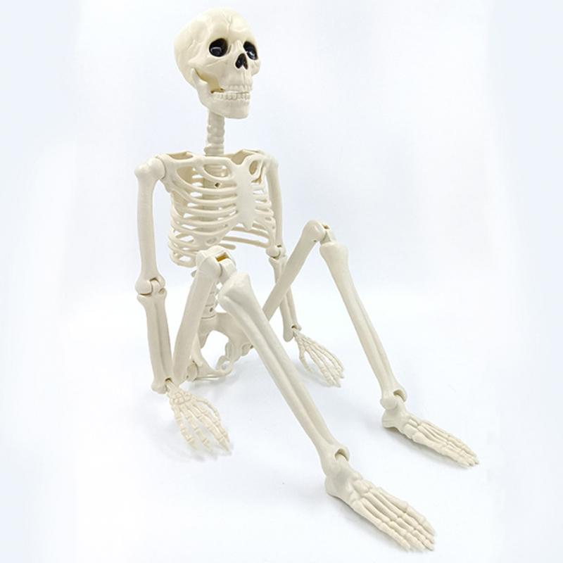 

36-Inch Halloween Skeleton Decoration Full-Body Movable Joint Plastic Skeleton Yard Prop for Haunted Houses Party Decorations
