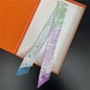 New slender strip double-layer scarf decorative silk scarf commuting spring and summer diagonal hair scarf versatile thin narrow streamer women
