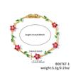 Charm Stainless Steel Stackable Bracelets Shiny Rhinestone Multiple Color Cubic Zirconia Bracelets Leaves Flower Bracelet Women