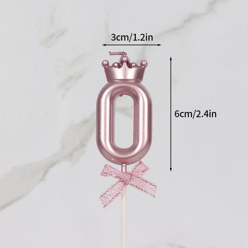 Pink Crown Candle Birthday 0-9 Number Cake Decoration Digital Candles Dessert Insert Decor Party Anniversary Day Cake Decor