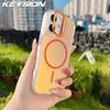 KEYSION Bunte Gradient Magnetische Linsenständer Hülle für iPhone 16 Pro Max Plus 16e 17e für MagSafe Stoßfeste Abdeckung