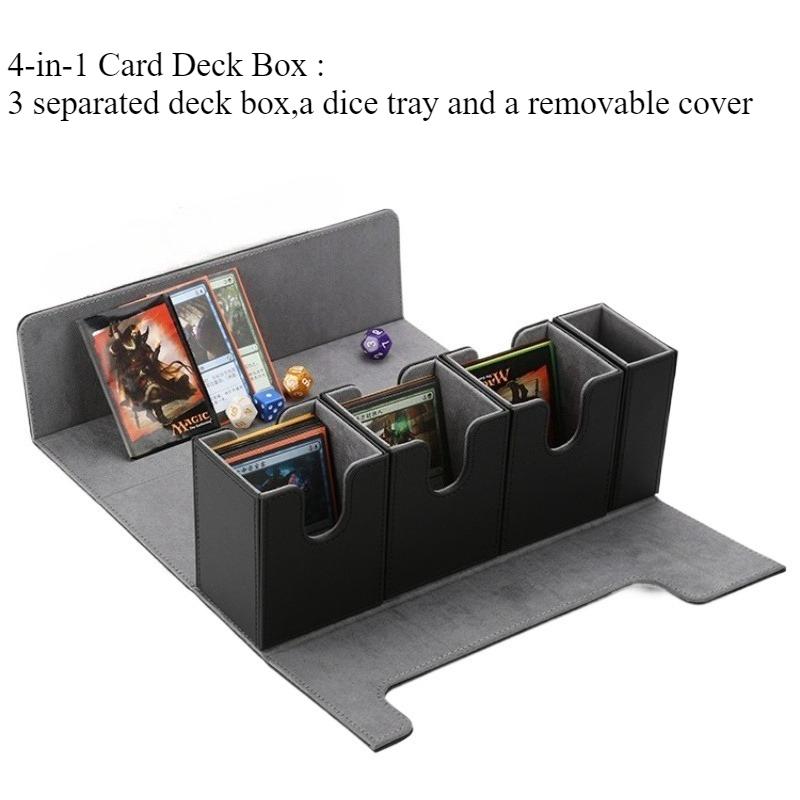4 In 1 Card Deck Box with Dice Tray Card Deck Case Holds 270+ Cards Strong Magnet Card Organizer for Yugioh TCG Sports Cards