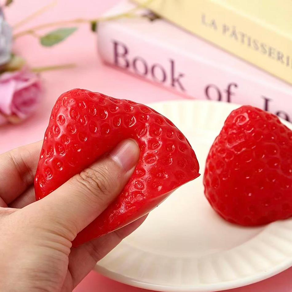 Realistic Simulation Strawberry Squishy Squeeze Toy Anti-Stress Squishy Strawberry Toy Slow Rebound Fruit Fidget Toy