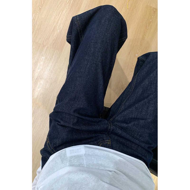 Women's Plus Size High Waist Dark Blue Wide Leg Jeans - Autumn Slimming Straight Leg Pants for Pear-Shaped Body.