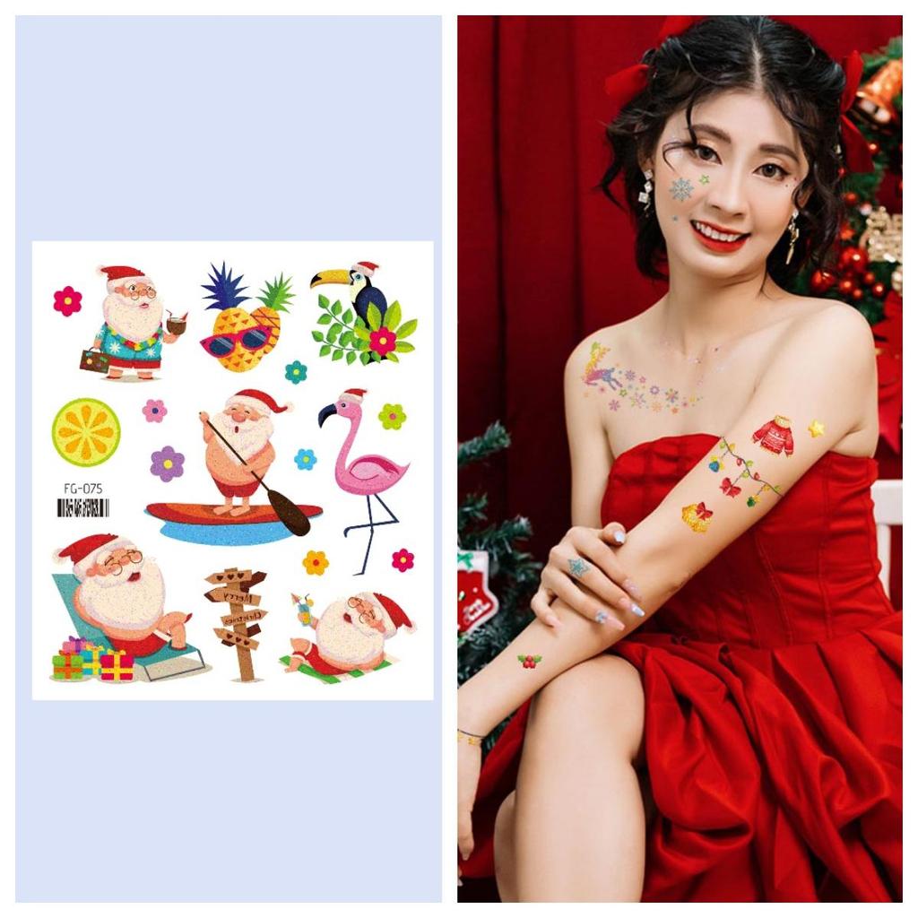 12/1 Sheets Waterproof But Removable Body Diy Art Glitter Christmas Fake Tattoo