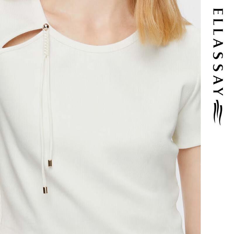 ELLASSAY Women's Elegant Hollow-Out Short T-Shirt
