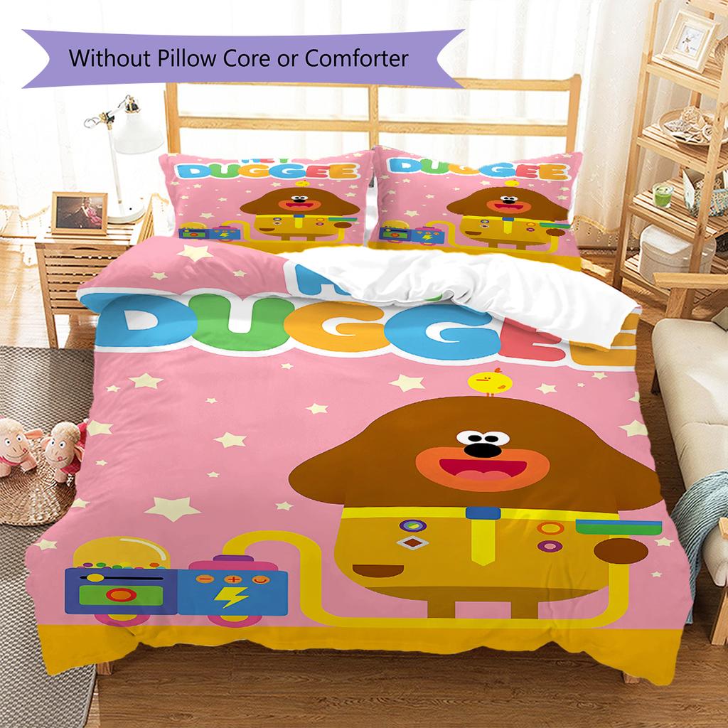Biancheria da letto con motivo Hey Duggee, Set piumone Copripiumino Federa Regalo di compleanno per la casa (1 * copripiumino + 2 * federa, senza nucleo)