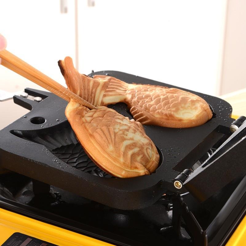 Waffle Pan 2 Sided Cast Baking Mould Household Cooking Bakeware Tool Aluminum Casts Fish Shape Cake Maker