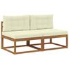 Outdoor Middle Sofa with Cushions 2 Pieces Natural