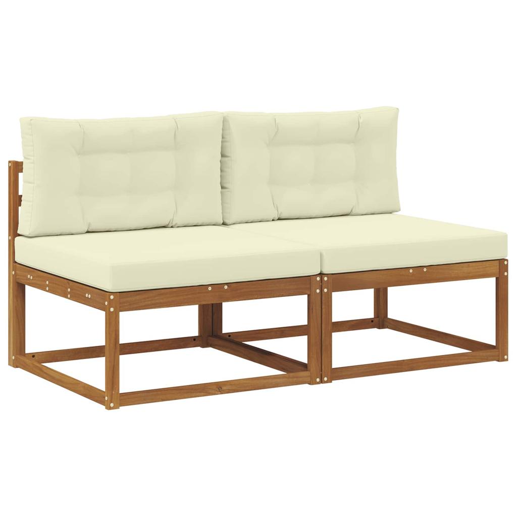 Outdoor Middle Sofa with Cushions 2 Pieces Natural