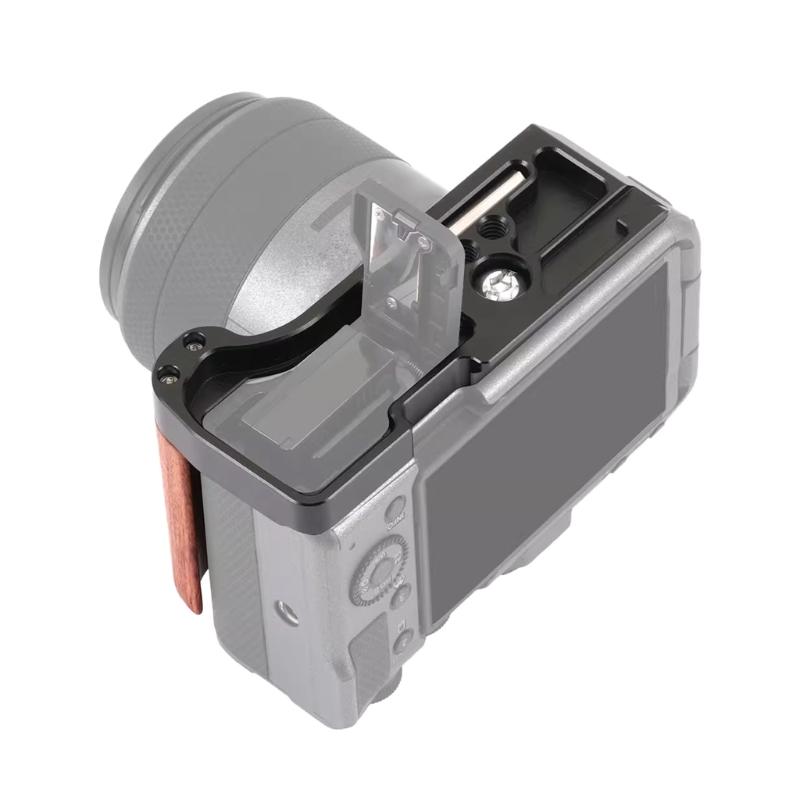 Aluminum L Bracket Quick Release Plate For R50V Camera Handgrip Holder 1/4in Hole with Wood Grip