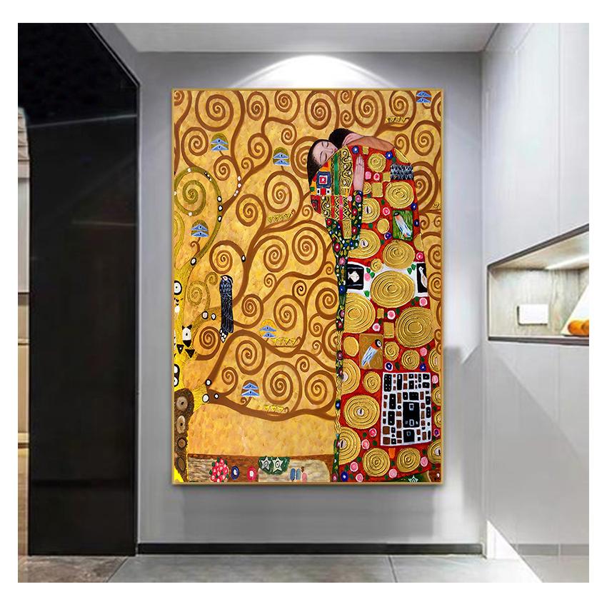 Fulfillment By Gustav Klimt Reproduction Oil Painting On Canvas Art Posters and Prints Scandinavian Wall Picture for Living Room