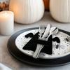 12Pcs Halloween Bat Spoon Fork Holder Spooky Pumpkin Skeleton Ghost Spider Black Cat Cutlery Felt Cover Holiday Party Dining Table Decoration