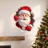 Holiday Home Decor Wall Art 3D Christmas Santa Claus Stickers, Self Adhesive PVC Decals with Realistic Breaking Festive for Effect, Peel And