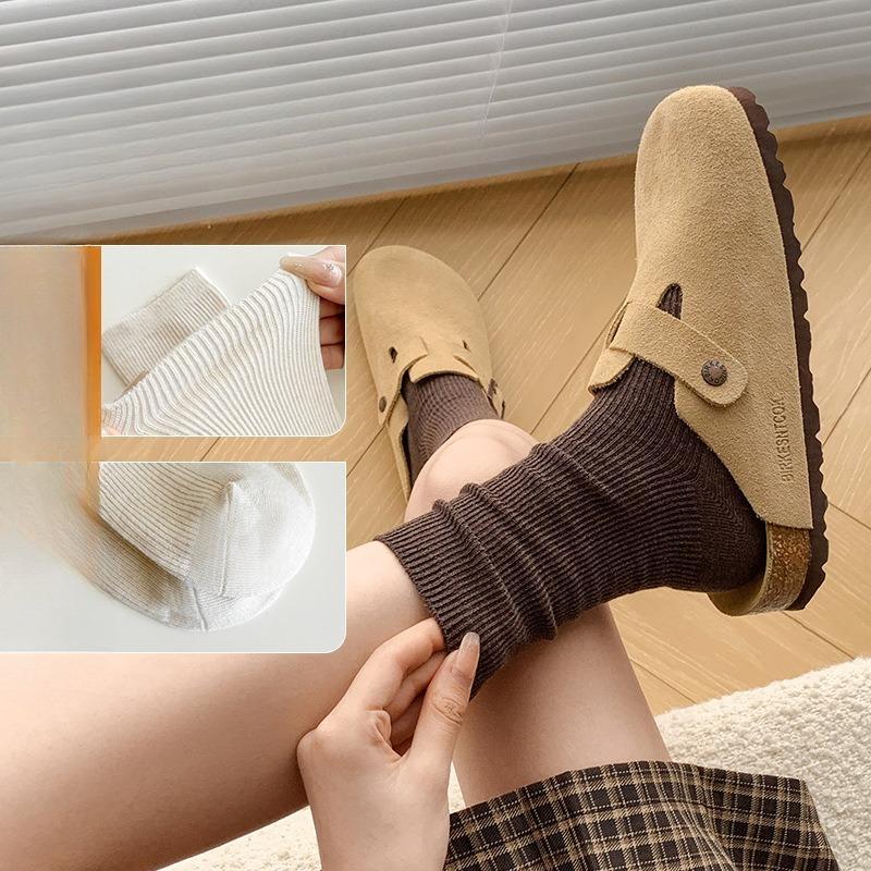 Women's Mid-calf Socks for Autumn and Winter, Boneless, Rolled-up, Pure Cotton Socks, Anti-slip, Breathable, Sweat-absorbing, Odor-proof, Pile Socks