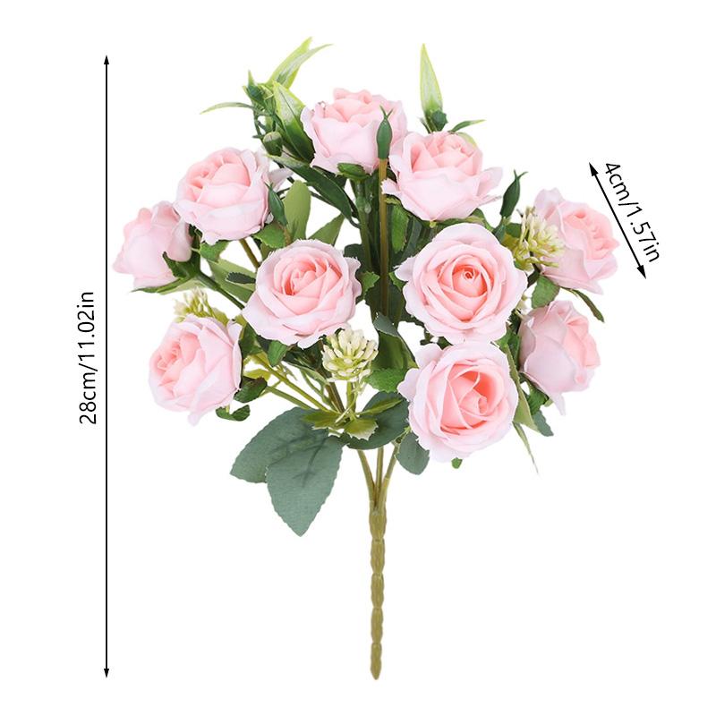 1Bunch Rose Artificial Flowers Bouquet for Wedding Table Birthday Party Home Decoration Supplies Vase Ornament Silk Fake Flower