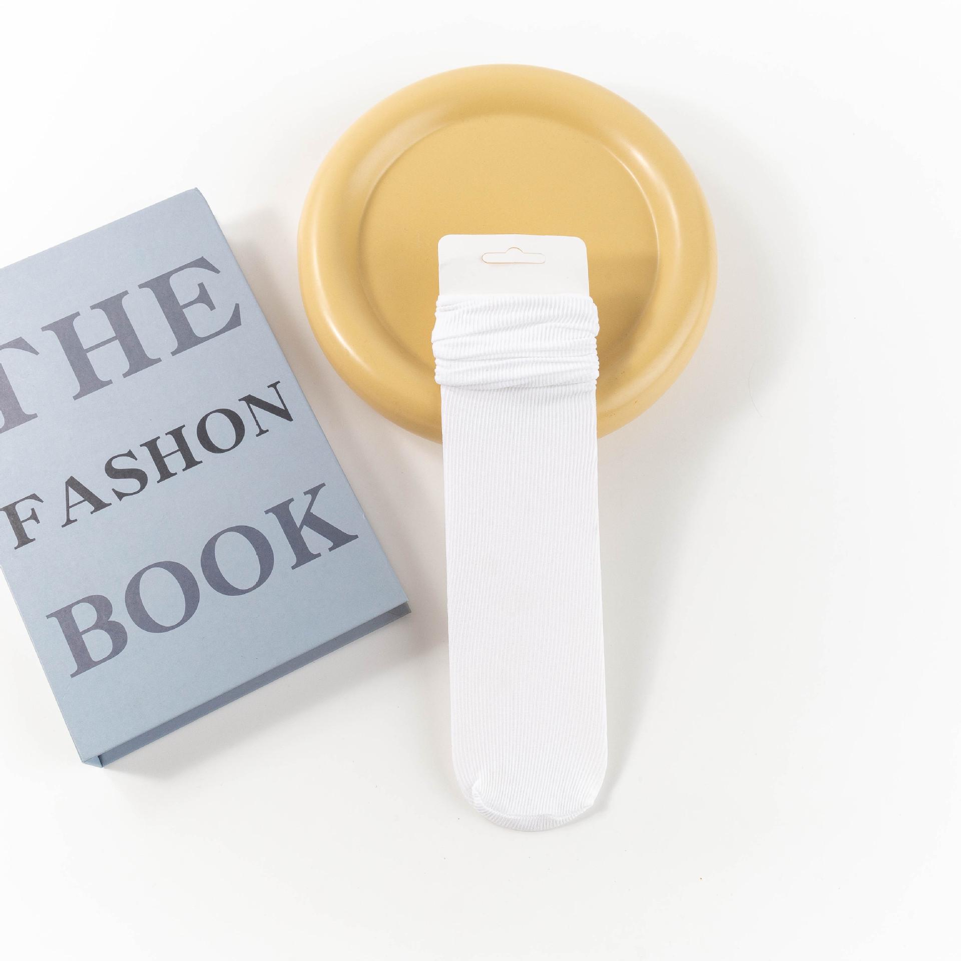 

Women s Summer Ice Silk Mid-Calf Socks - Black & White, Thin, Solid Color, Boneless, Long Pile Socks. One Size чистый белый