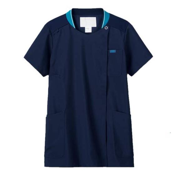 Lab Zip Medical For Easy to Put On and Take Easy Care Dark Navy x Dark Navy L [Zip Scrub] Scrub, Coat, Scrub, Medical, Knit, Women, Stretchy,