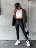 European & American Autumn/Winter Street Style Waist-Cinching Leather Drawstring Pants