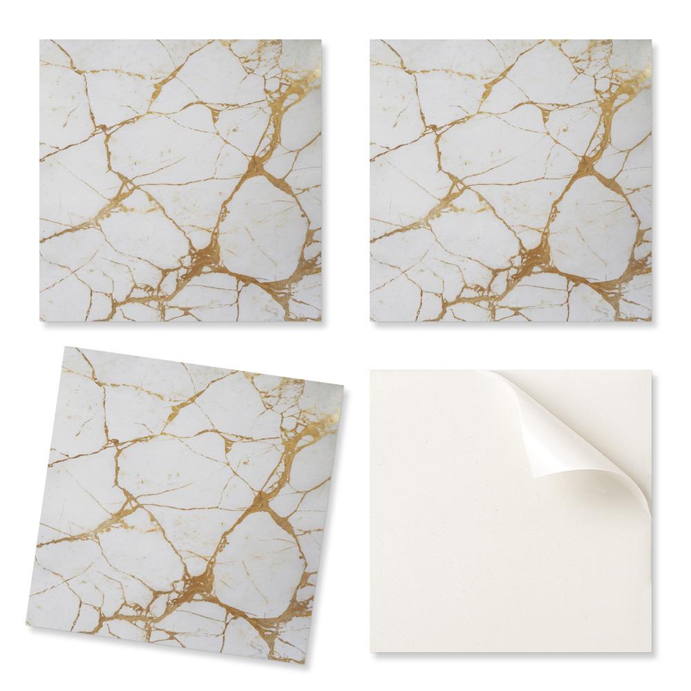 Dekoracyjne Kafelki Winylowe Samoprzylepne - Do Przedpokoju Elegancki Marmur Z Żyłkami 20X20X20 Cm
