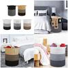 Breathable Cotton Rope Hamper Basket With Supportive Handles Large Capacity Storage Container For Clothes