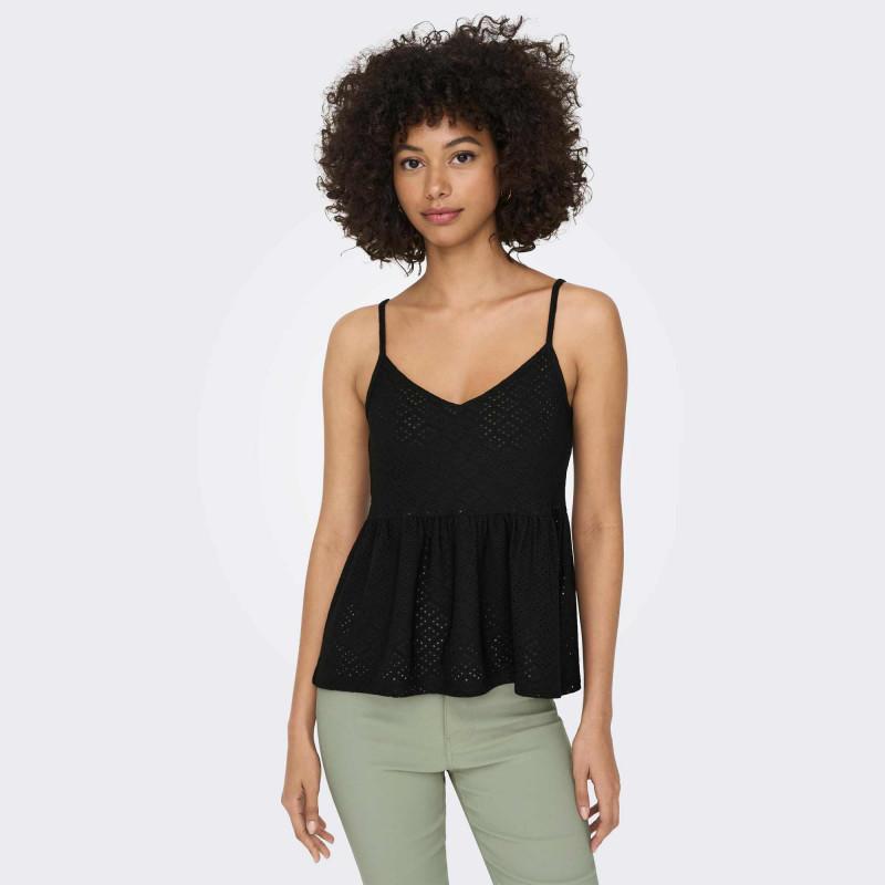 Dámský jednoduchý prolamovaný top bez rukávů s výstřihem do V a výstřihem do V