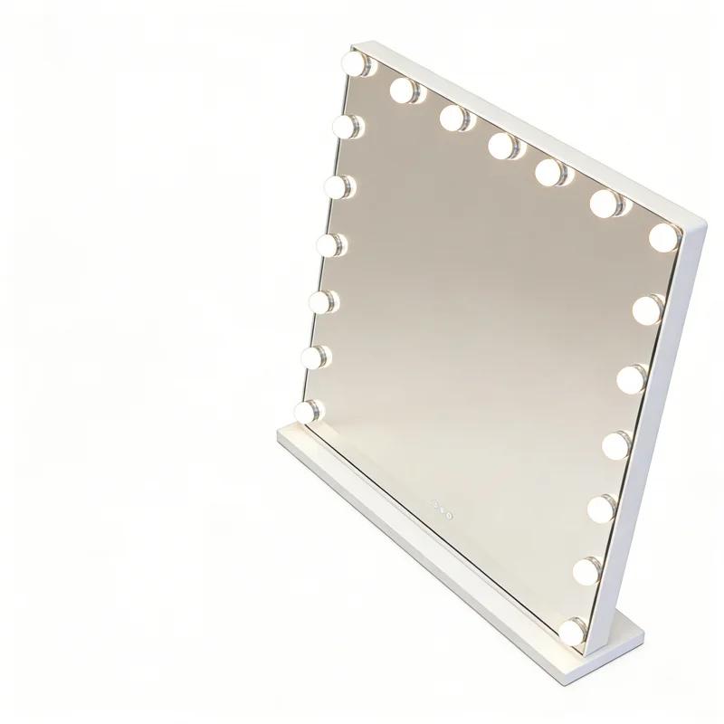 Fashion White LED Makeup Mirror 3-Color Stepless Dimming Large Vanity Mirror with Light for Home Dorm Bedroom