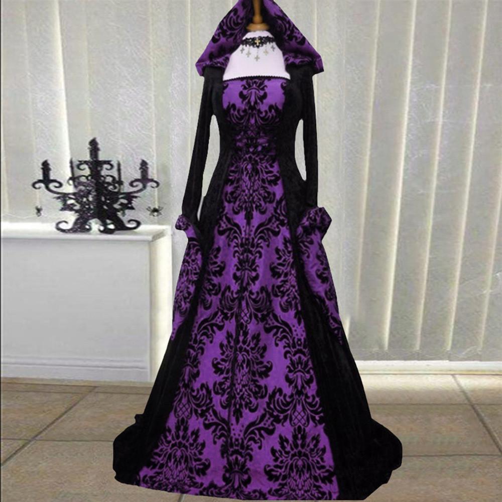 Medieval Renaissance Dress For Women In Milk Silk With 3d Pattern For Stage Performance