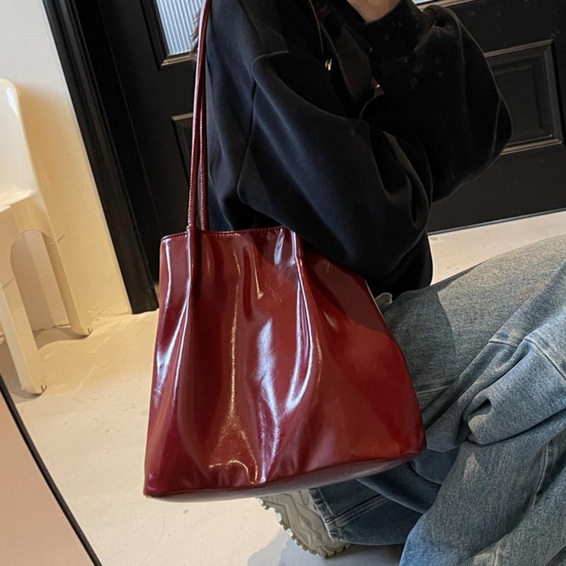 Nuevo Bolso Tote de Moda para Mujer de Gran Capacidad, Bolso Balde Elegante de Color Sólido, Bolso Suave para Desplazamientos, Bolsos de Hombro de PU a la Moda para Señoras