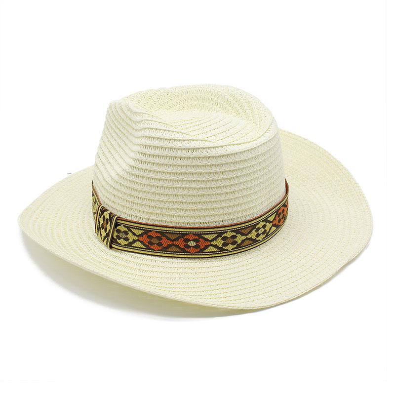 Tibetan Ethnic Style Western Cowboy Straw Hat Top Hat Men And Women Outdoor Beach Hat Sun Protection Hat