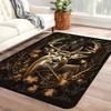 Vintage Autumn Deer Print Non-Slip Area Rug, Soft Flannel Carpet for Living Room Bedroom Entryway Study Game Room Decor