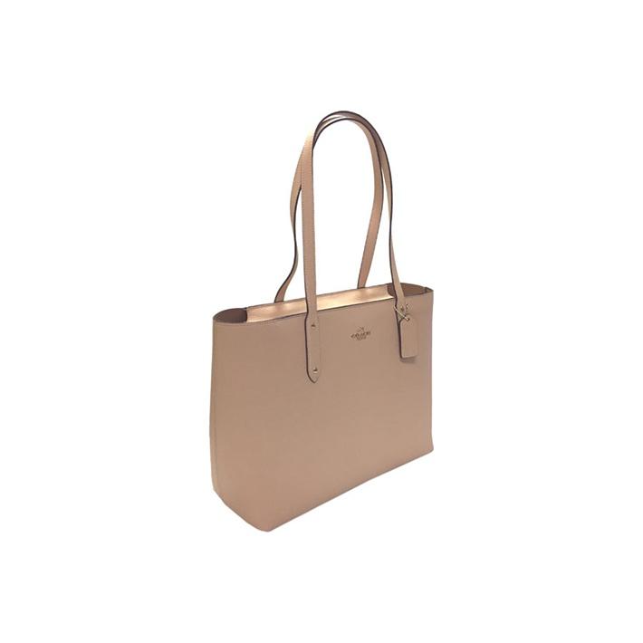 Coach Central 43 Zipper Polished Pebble Leather Tote Bag Women Tote Nude-Pink 69424-GDEQO