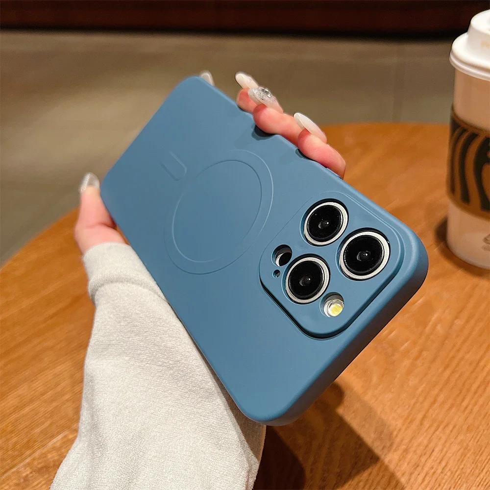 for Magsafe Magnetic Wireless Charging Case for iPhone 16 15 14 13 12 11 Pro Max Mini XR XS Soft TPU Liquid Silicone Back Cover