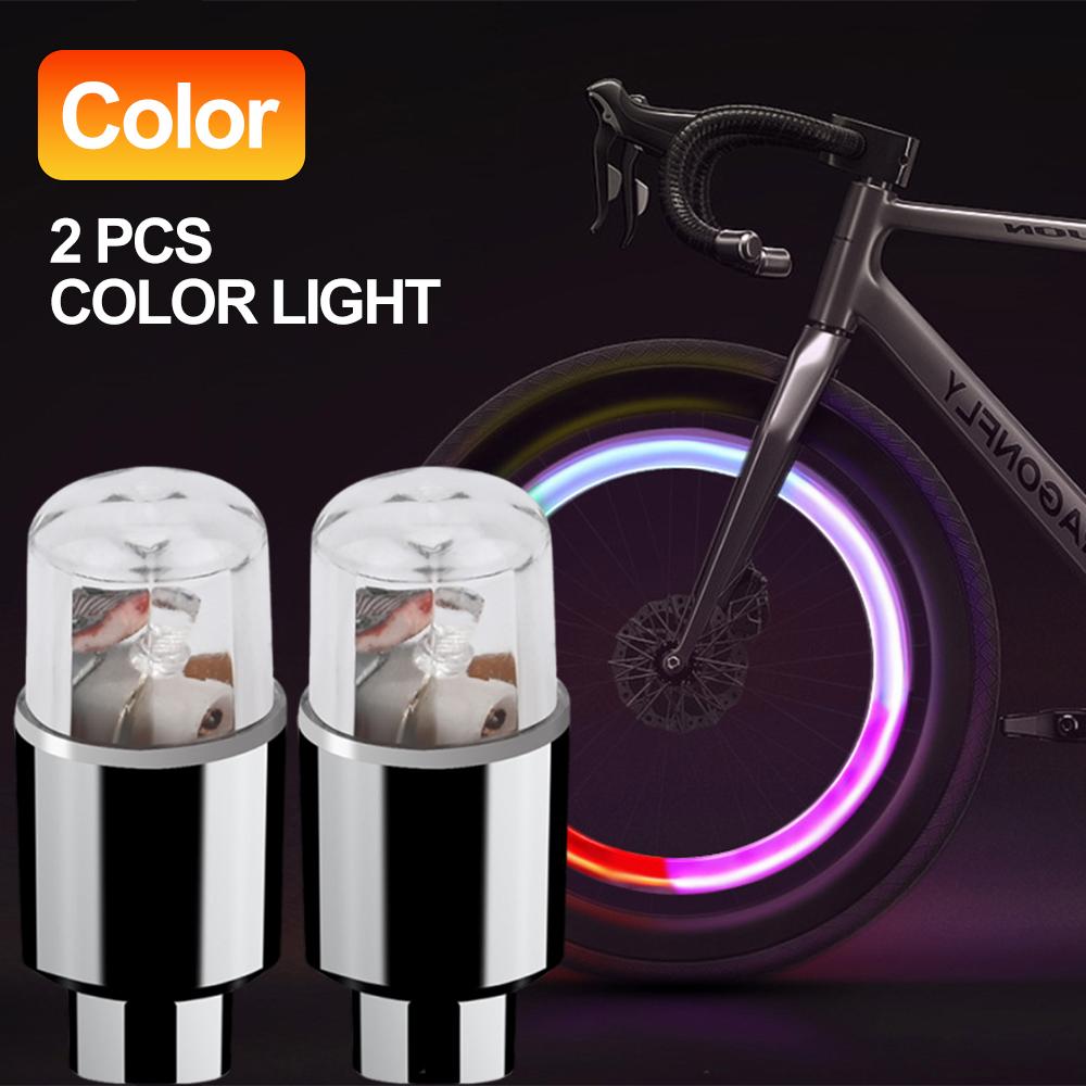 1 Pair Bicycle Lights Motion Sensor LED Lights Road MTB Bike Tire Valve Caps Wheel Spokes Light Bicycle Accessories Neon Flash