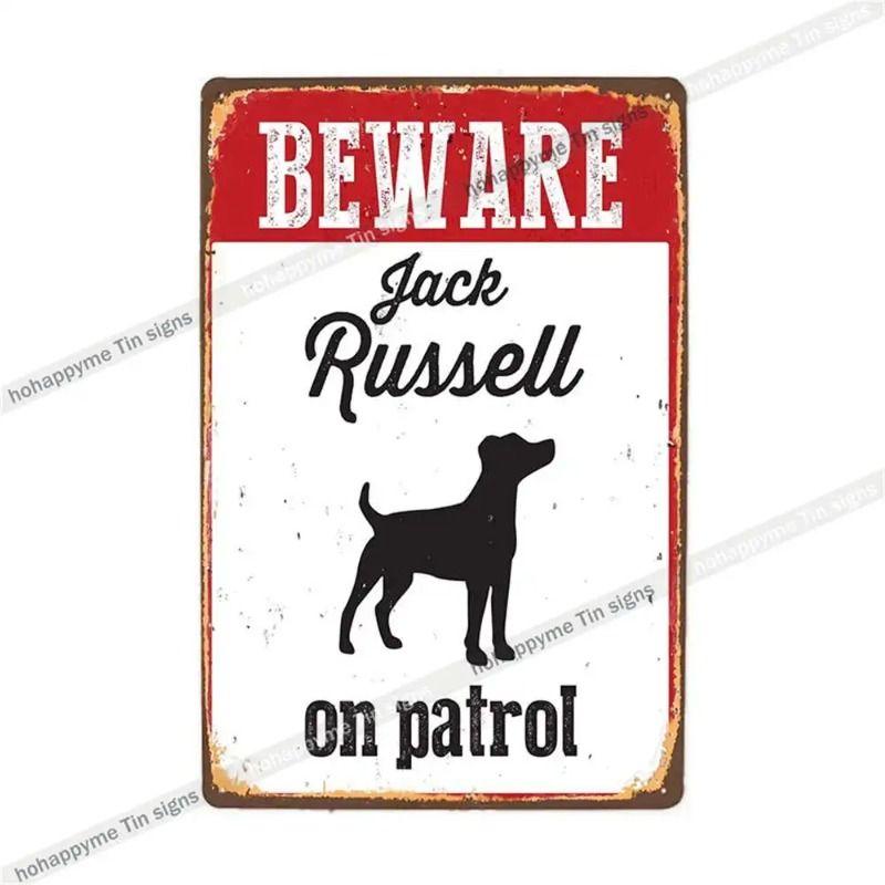 Retro Metal Sign German Shepherd Patrol Warning Decorative Plate for Home Wall 20x30cm