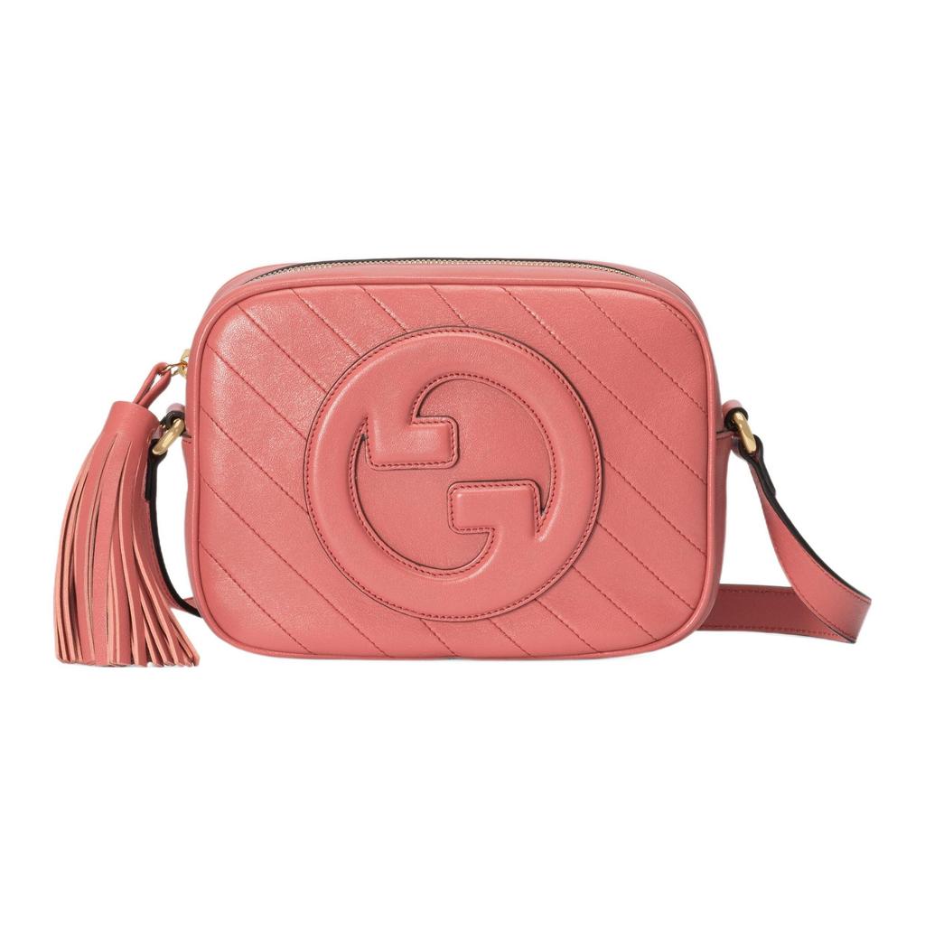 Gucci Blondie Interlocking Double G Logo Zipper Tassel Leather Crossbody Shoulder Bag Women bags Pink 742360-1IV0G-6701