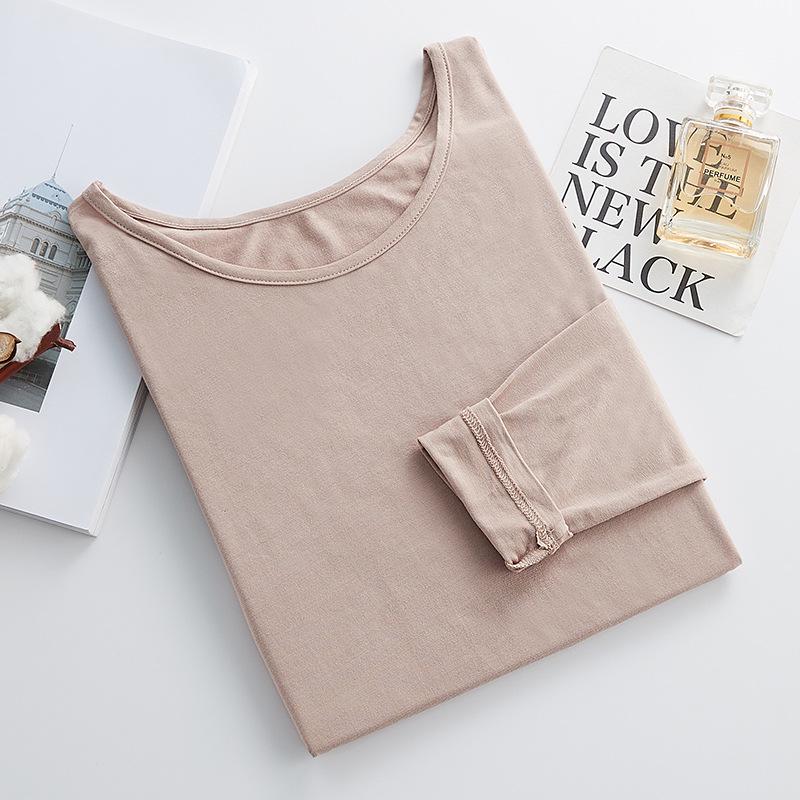 

Футболка женская облегающая из модала с длинным рукавом и круглым вырезом - однотонный универсальный осенний топ M хаки