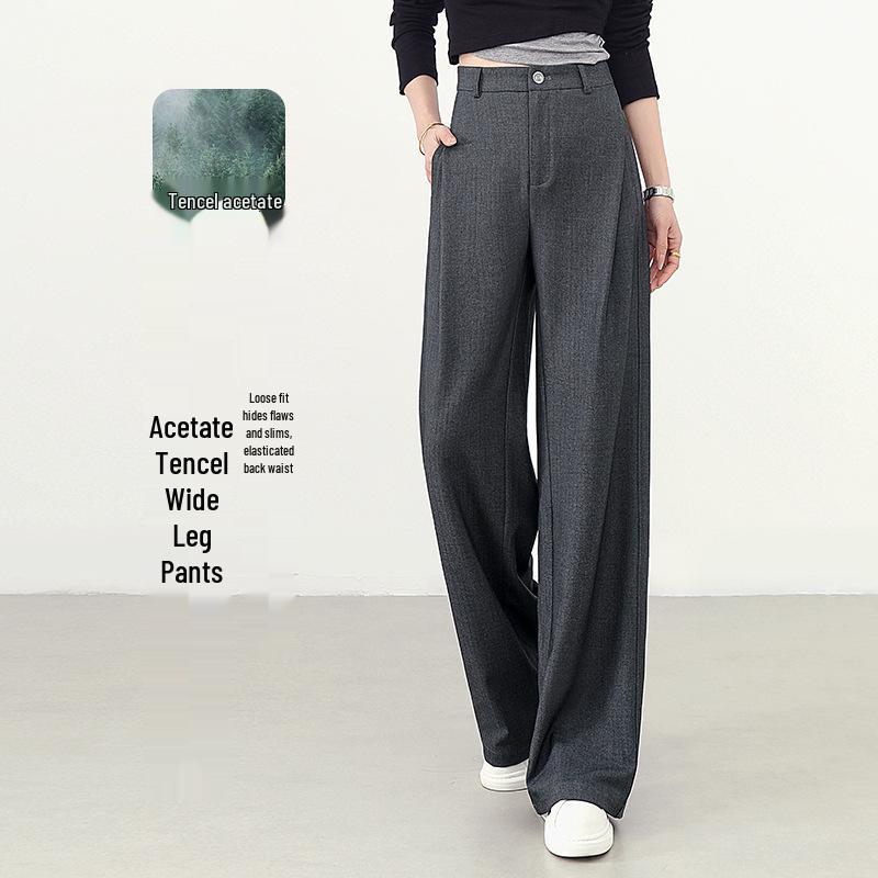 Gray High-Waisted Wide-Leg Women s Pants - Spring 2026 New Arrival 27