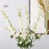 Green Leaves Artificial Larkspur Flower Real Touch Realistic Simulation Big Violet Luxury Artificial Fake Flower Valentine's Day