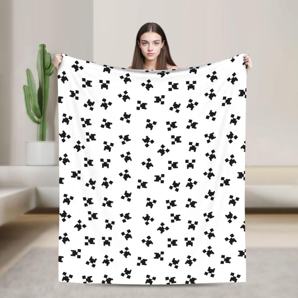 Creeper Big Face Videogame  Blanket Game Flannel Funny Warm Throw Blankets for Bedding Lounge Spring Autumn