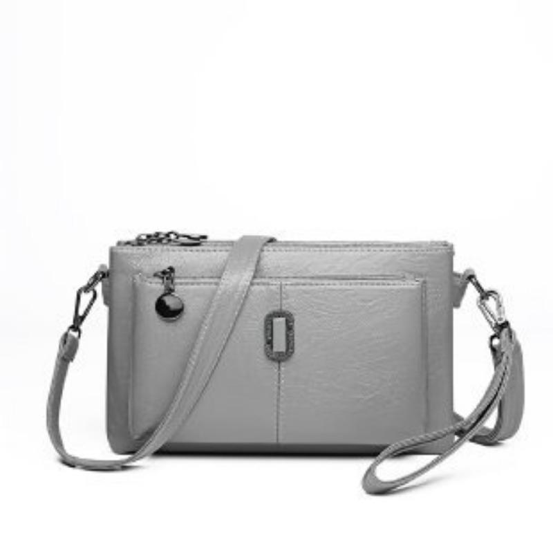 New crossbody soft leather multi-layer large-capacity shoulder small square bag