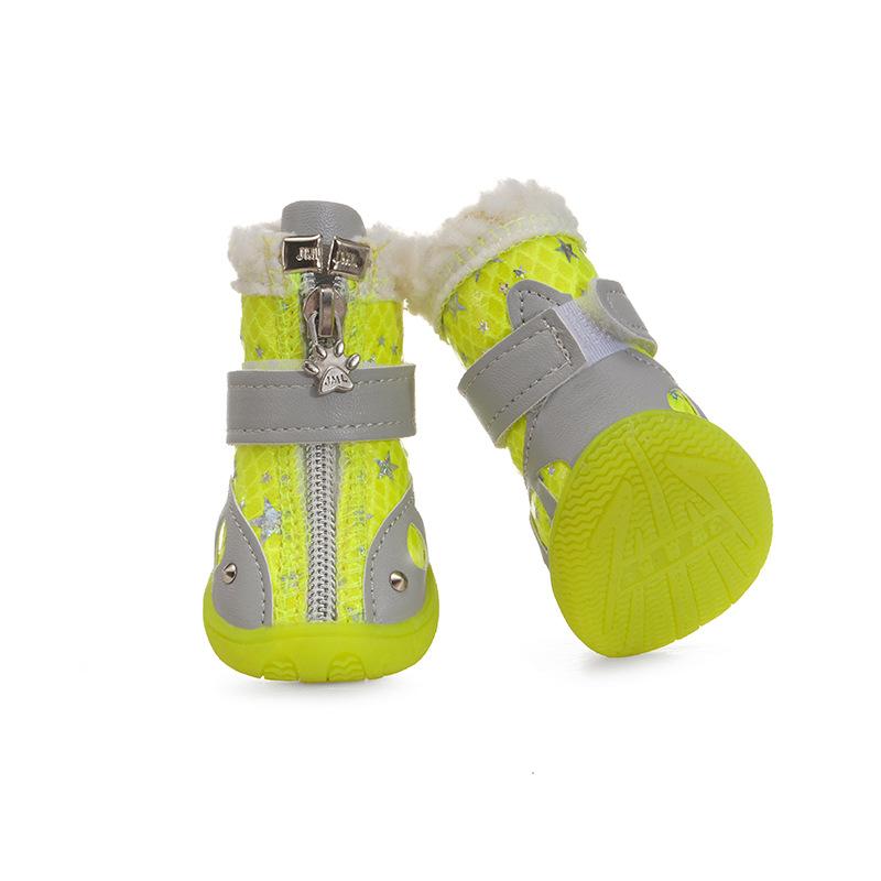 Błyszczące nitowane zimowe buty dla psa Ciepłe polarowe buty dla psa domowego Antypoślizgowe buty dla małych psów Buty dla chihuahua yorka