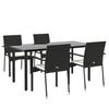 VidaXL Garden Dining Furniture and Cushions 5pcs Black Wicker 3185134