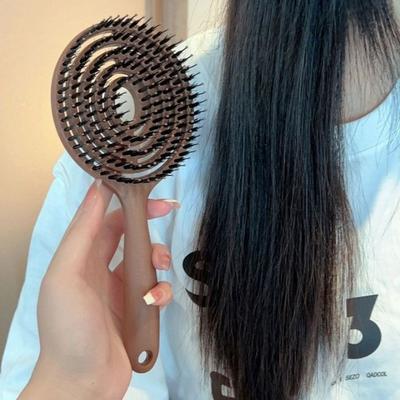 Entwirrende Haarbürste mit Wildschweinborsten für Frauen, Kopfhautmassagekämme, ausgehöhlt, Kamm für nasses lockiges Haar, Friseur-Frisierwerkzeuge