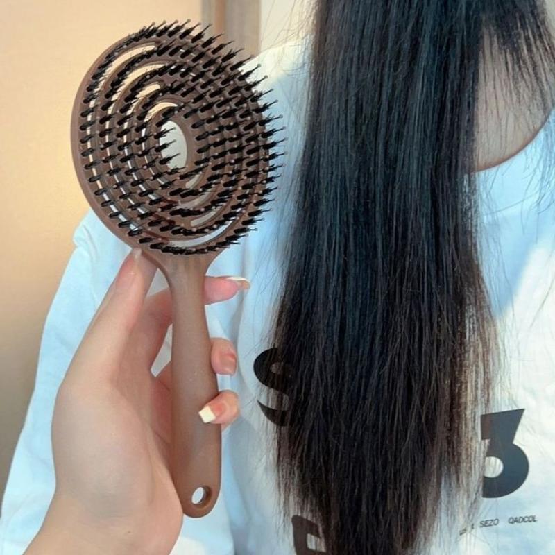 Boar Bristle Detangling Hairbrush Women Scalp Massage Combs Hollow Out Wet Curly Hair Comb Barber Hairdressing Styling Tools
