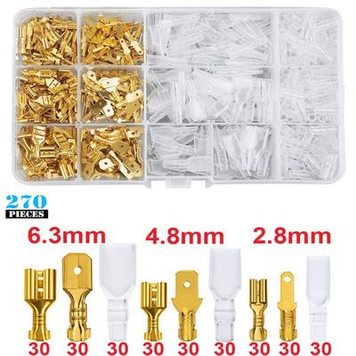 270Pcs 2.8/4.8/6.3mm Insulated Male Female Wire Connector Electrical Crimp Terminals Termin Spade Connectors Assorted Kit Box