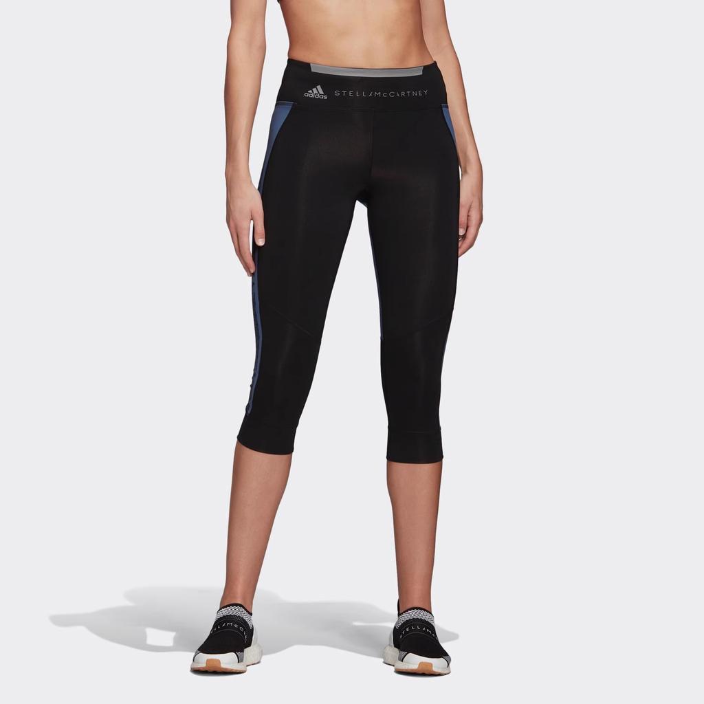 Adidas X Stella McCartney Letter Print Color Block Three-Quarter Sports Pants Women Pants Black FK9712