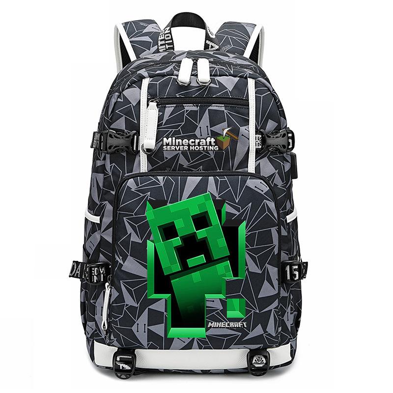 Hot Selling Minecraft Game Peripheral Printed Backpack Outdoor Large Capacity Travel Bag