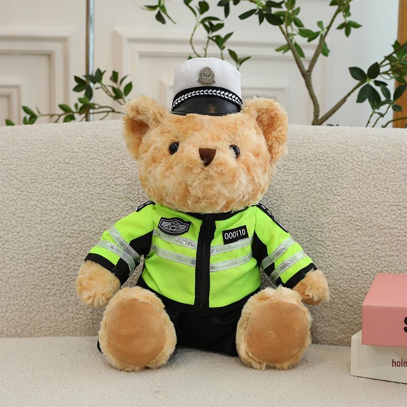 Cartoon Police & Firefighter Bear Plush Toys - Creative Cultural Gift & Doll 25cm 240g