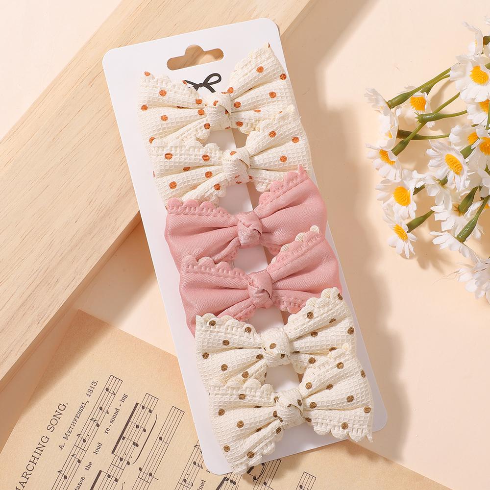 6pcs/set Lovely Floral Print Hair Bow Clips for Baby Girls Fresh Pastoral Cotton Hairpin Barrettes Headwear Hair Accessories
